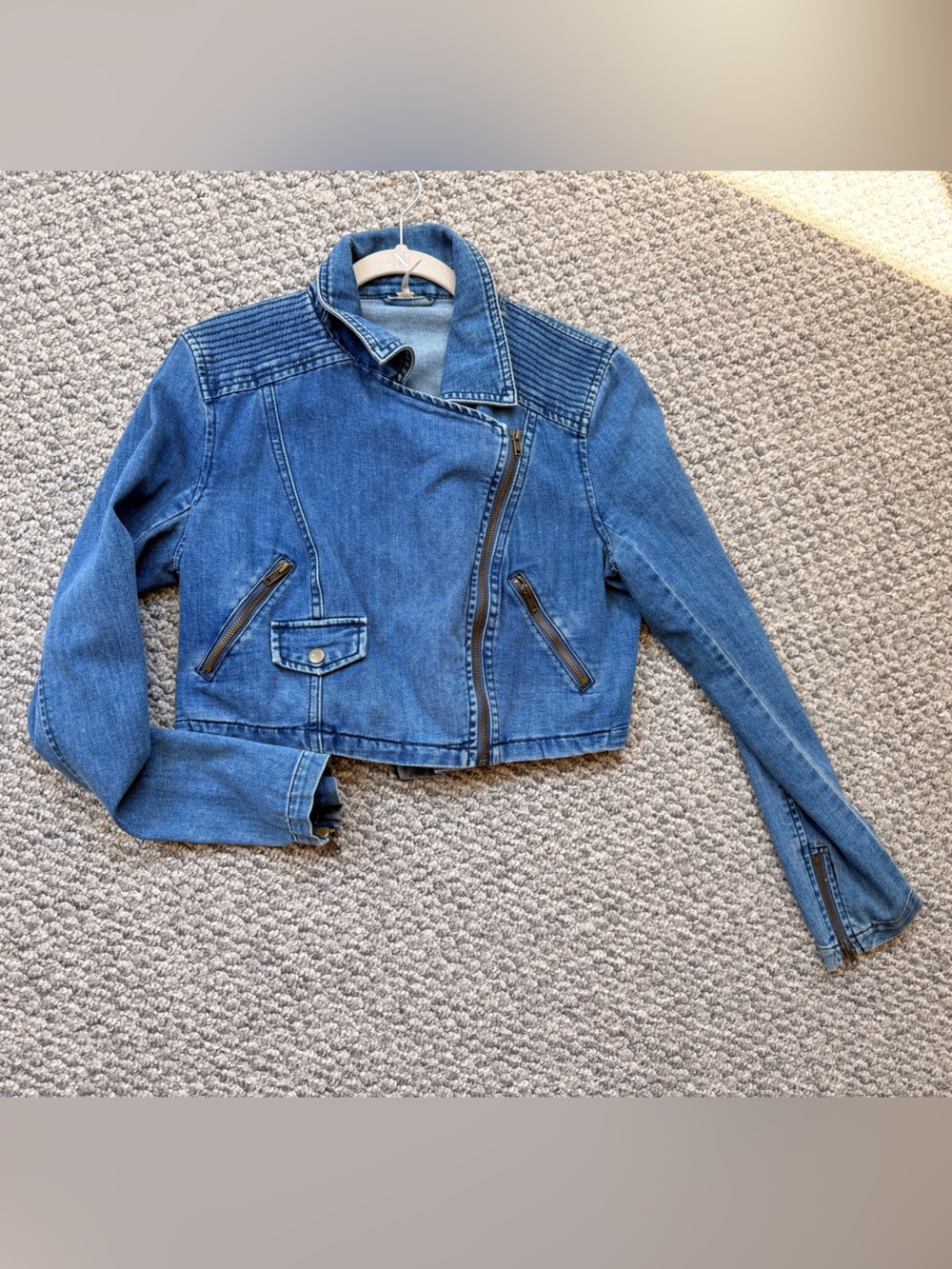 Free people blue denim Motor Jacket